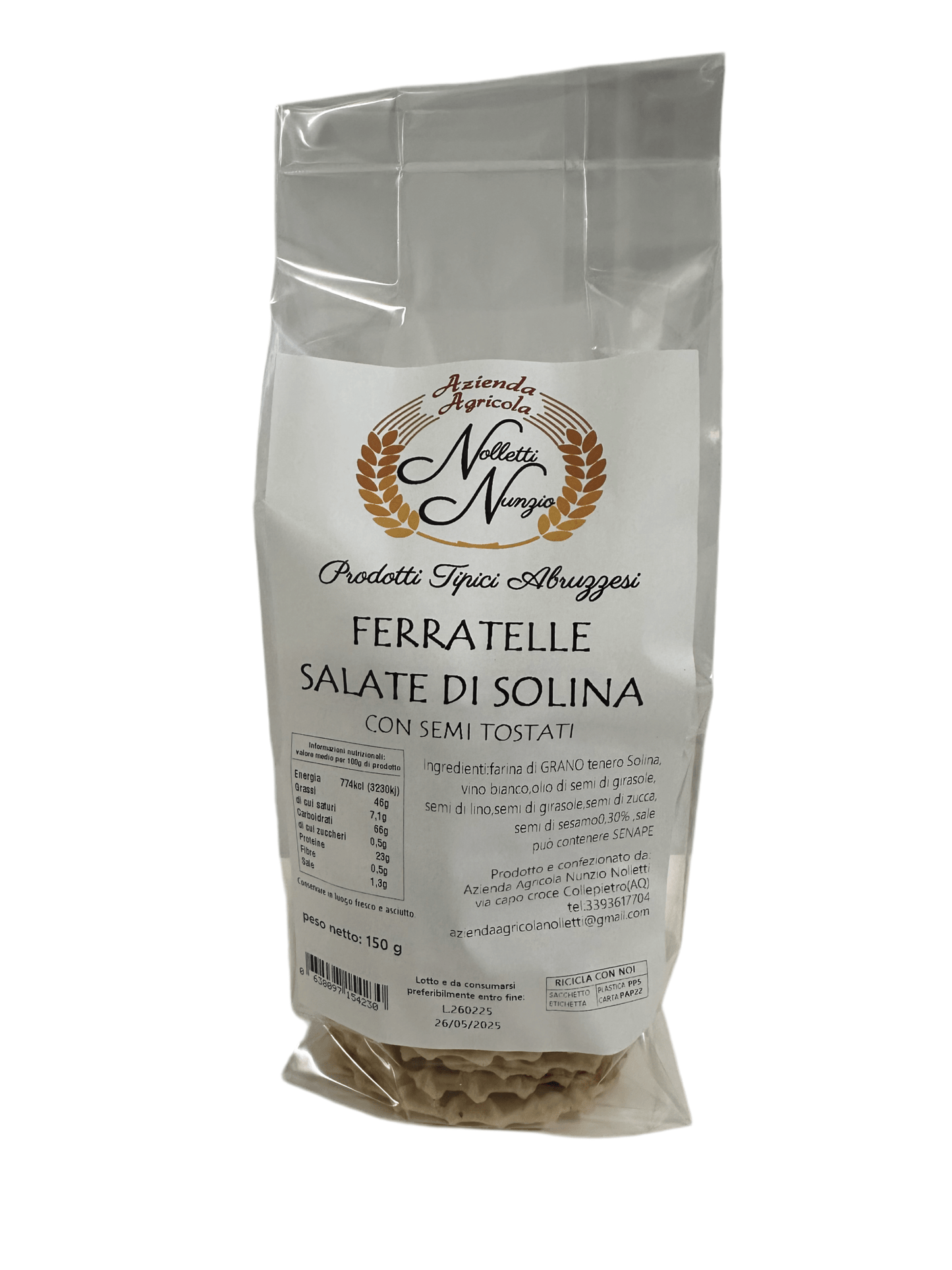 Ferratelle salate di Solina con mix di semi tostati 150g - Shop Azienda Agricola Nunzio Nolletti