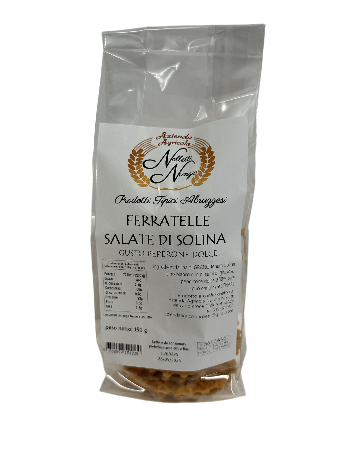 Ferratelle salate di Solina gusto peperone dolce 150g - Shop Azienda Agricola Nunzio Nolletti