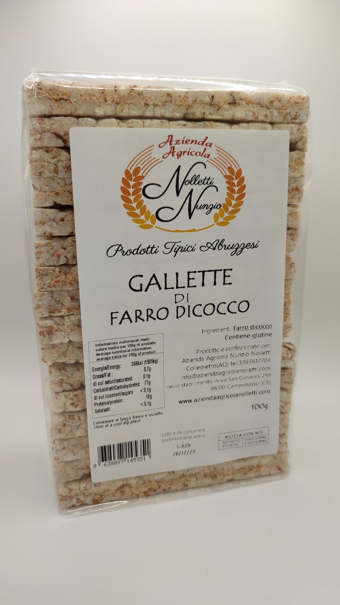 Gallette di Farro Dicocco 100g - Shop Azienda Agricola Nunzio Nolletti