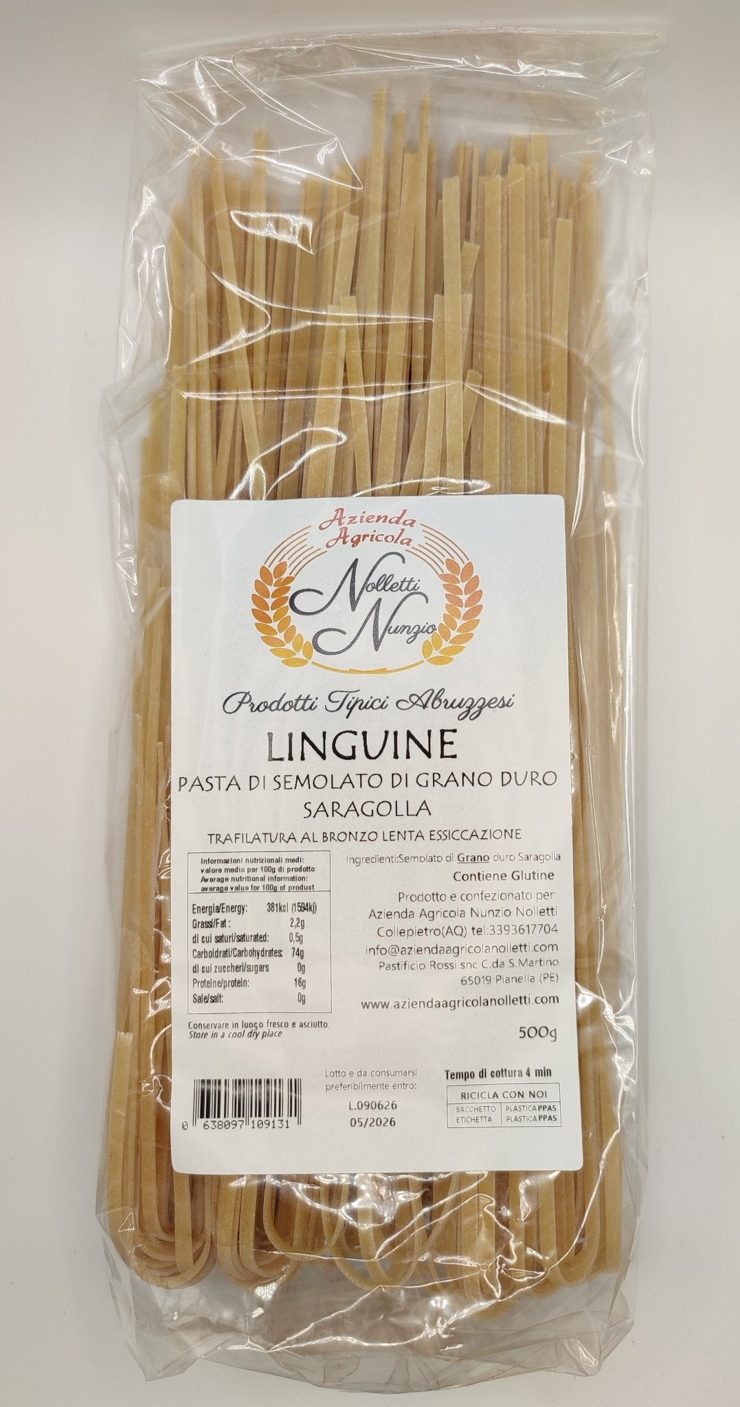 Linguine di Grano Duro Saragolla 500g - Shop Azienda Agricola Nunzio Nolletti