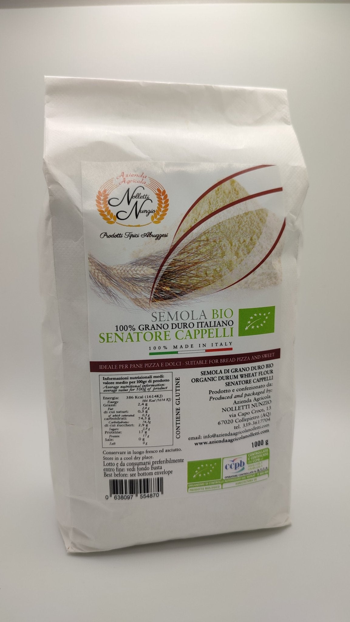 Semola di Grano duro Senatore Cappelli BIO 1kg - Shop Azienda Agricola Nunzio Nolletti