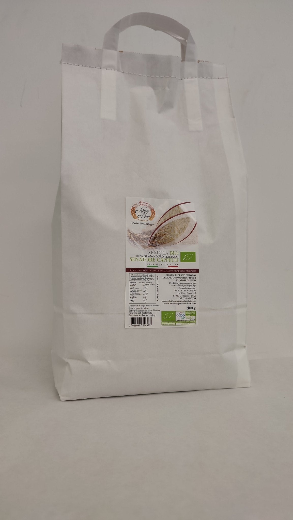 Semola di Grano Duro Senatore Cappelli BIO 5kg - Shop Azienda Agricola Nunzio Nolletti